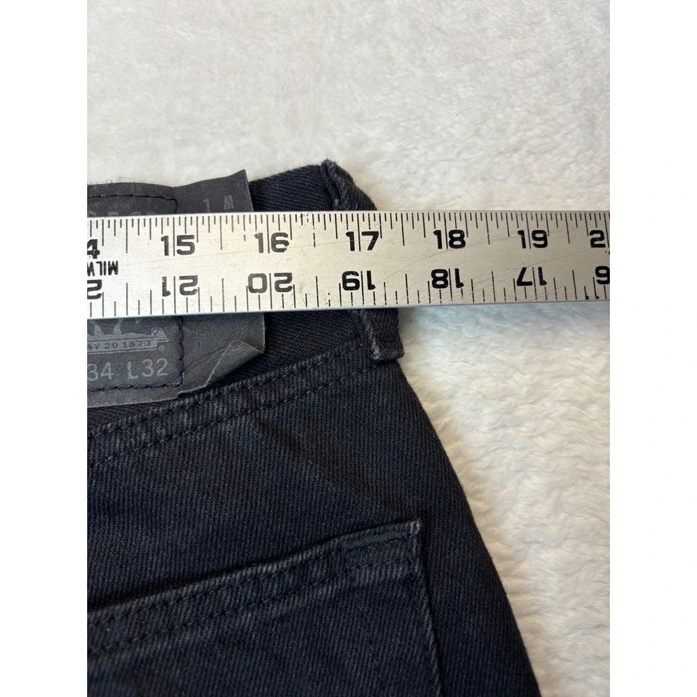 Levis 501 Mens 34x32 Y2K Style Jeans Faded Fuzzy Black Wash Skater Fit Denim